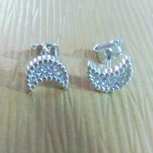 NWT JTV Bellaluce Rhodium over SS Diamond Simulant Half Moon Earrings